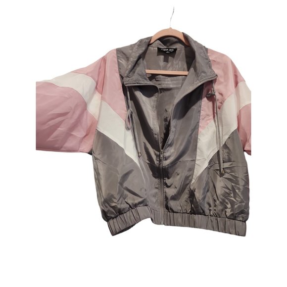 Color Block Windbreaker jacket (Grey/Pink/White) - Medium - Picture 2 of 3